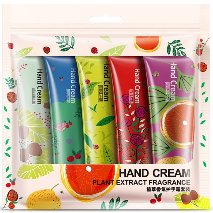 Набор разных кремов для рук от Bioaqua Крема Hand Cream Plant Extract Fragrance с различными натуральными экстрактами для ухода за руками каждый день, 5 штук по 30 гр. каждый.