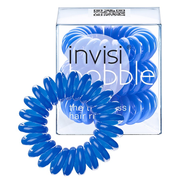 Резинка для волос Invisibobble, синий Отлично держит прически и не вредит волосам: не выдирает их, не оставляет заломов и не способствует их выпадению, цвет: синий, 3 шт.
