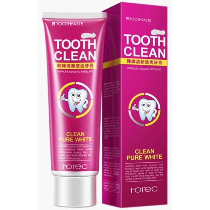 Зубная паста Rorec Tooth Clean Pure White Со вкусом клюквы, сохраняют естественную белизну улыбки, поддерживают чистоту эмали, помогает бороться с неприятным запахом изо рта, тюбик 120 гр.