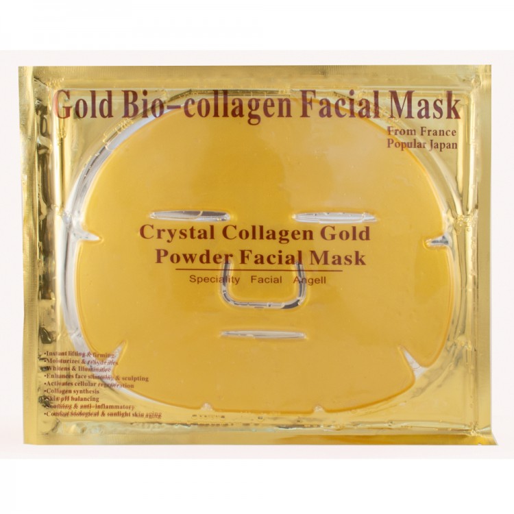 Маска для лица Gold Bio-collagen Facial Золотая маска с коллагеном Gold Bio-collagen Facial Mask, разглаживает кожу, увлажняет и питает ее, убирает мешки под глазами и мелкие морщинки.